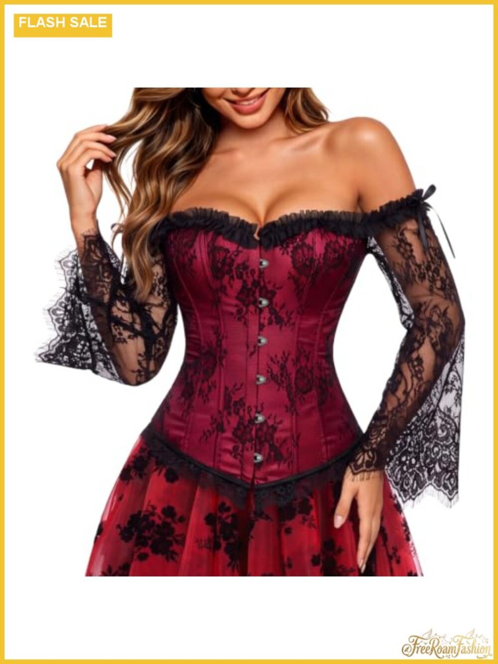 Corset with Sleeves Lace Bustier for Halloween Costumes Renaissance Festival